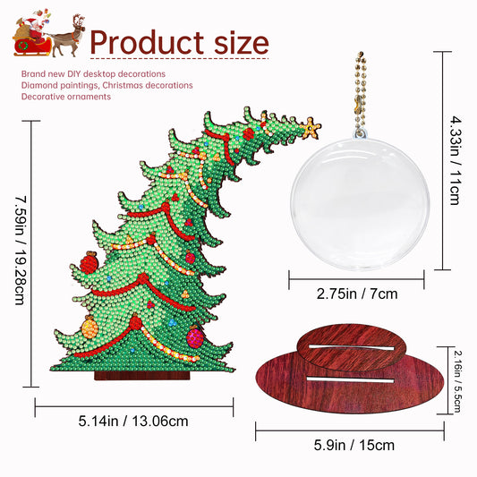 Christmas Tree DIY 2D Flat Wooden Desktop Diamond Art Kit for Adults Beginner(R)