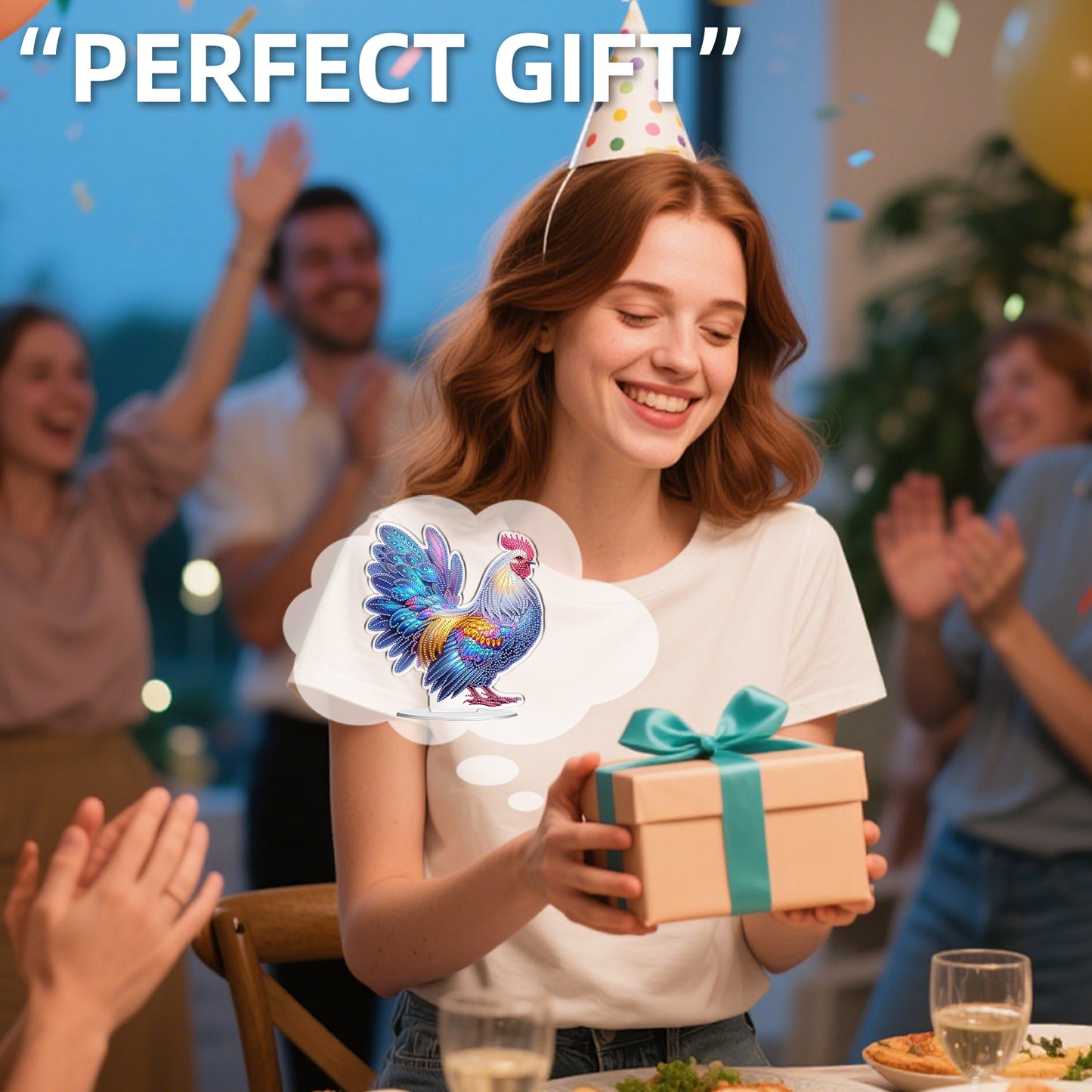 2D Flat DIY Chicken Acrylic Diamond Painting Tabletop Ornaments Kit Home Decor