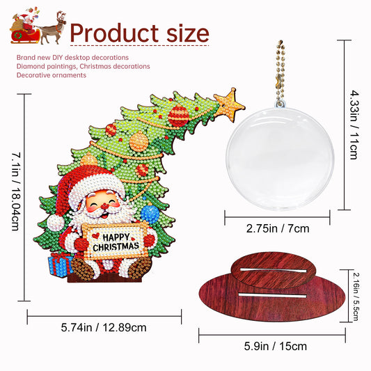 Santa Claus Photo Xmas Tree 5D DIY Diamond Art Tabletop Wood Decoration Ornament