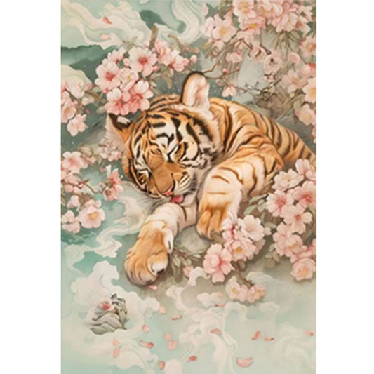 Peach Blossom Tiger - 11CT Stamped Cross Stitch 50*70CM (Mona Lisa Brand)