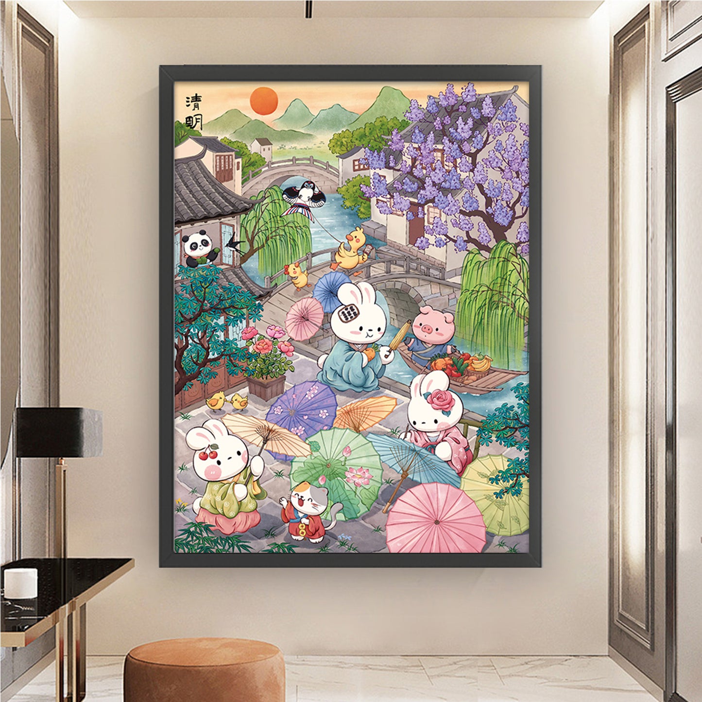 Qingming Rabbit - 11CT Stamped Cross Stitch 55*70CM (Mona Lisa Brand)