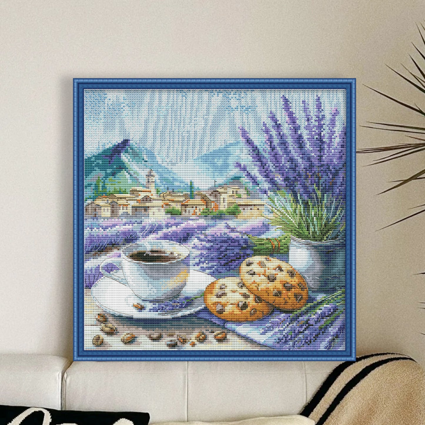 Coffee Lavender - 14CT Stamped Cross Stitch 40*40CM (Egyptian cotton)(Fairy Brand)