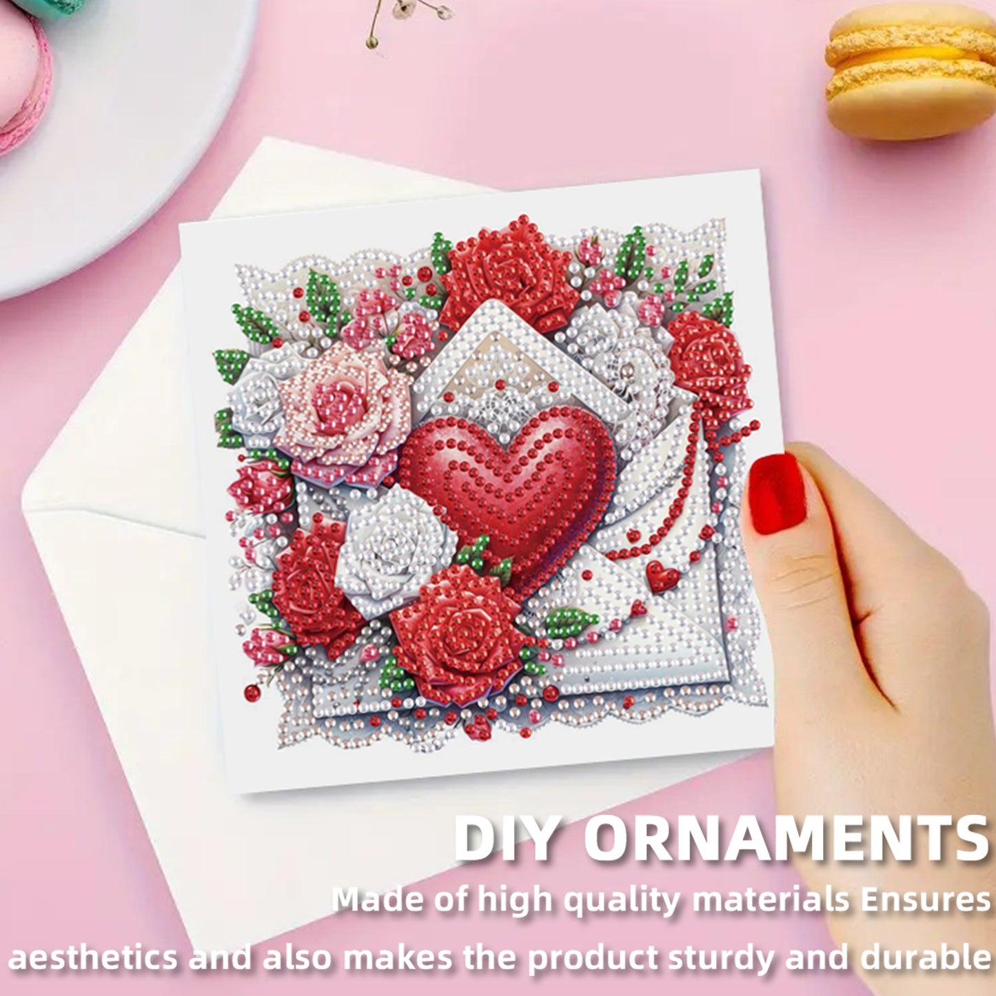 12pcs Rose Theme DIY Diamond Art Greeting Cards with Envelope for Birthday Gift