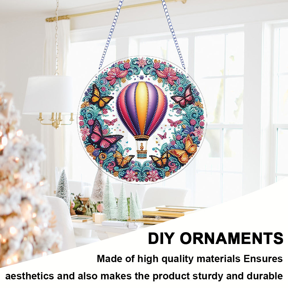 Flower Bird 2D Flat DIY Hanging Diamond Art Ornament Window Pendant (Balloon)