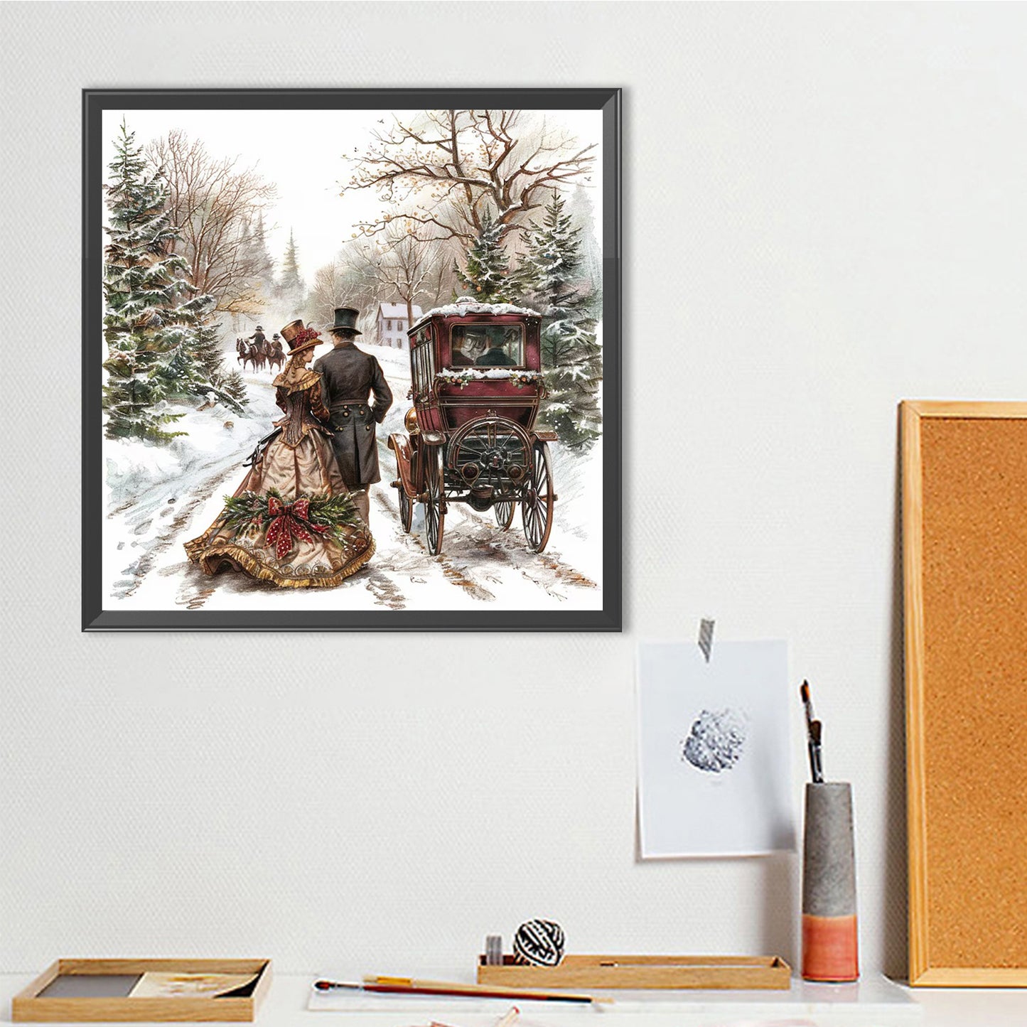 Christmas Snow Scene - Full Round Drill Diamond Painting 40*40CM