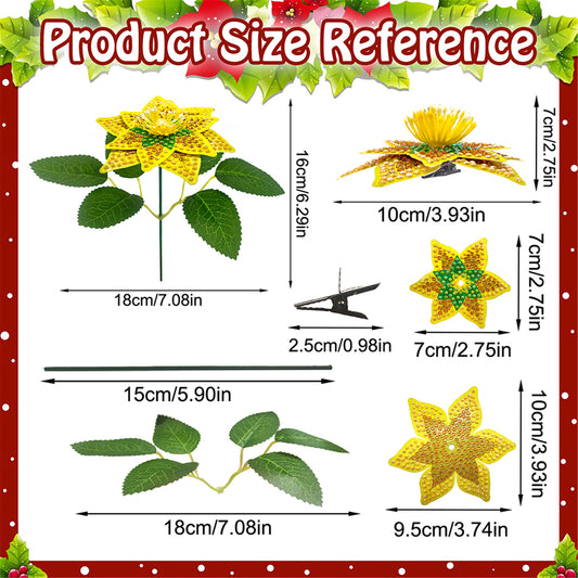 8Pcs 3D Yellow Artificial Flowers DIY Desktop Diamond Art Kit Adults Home Decor