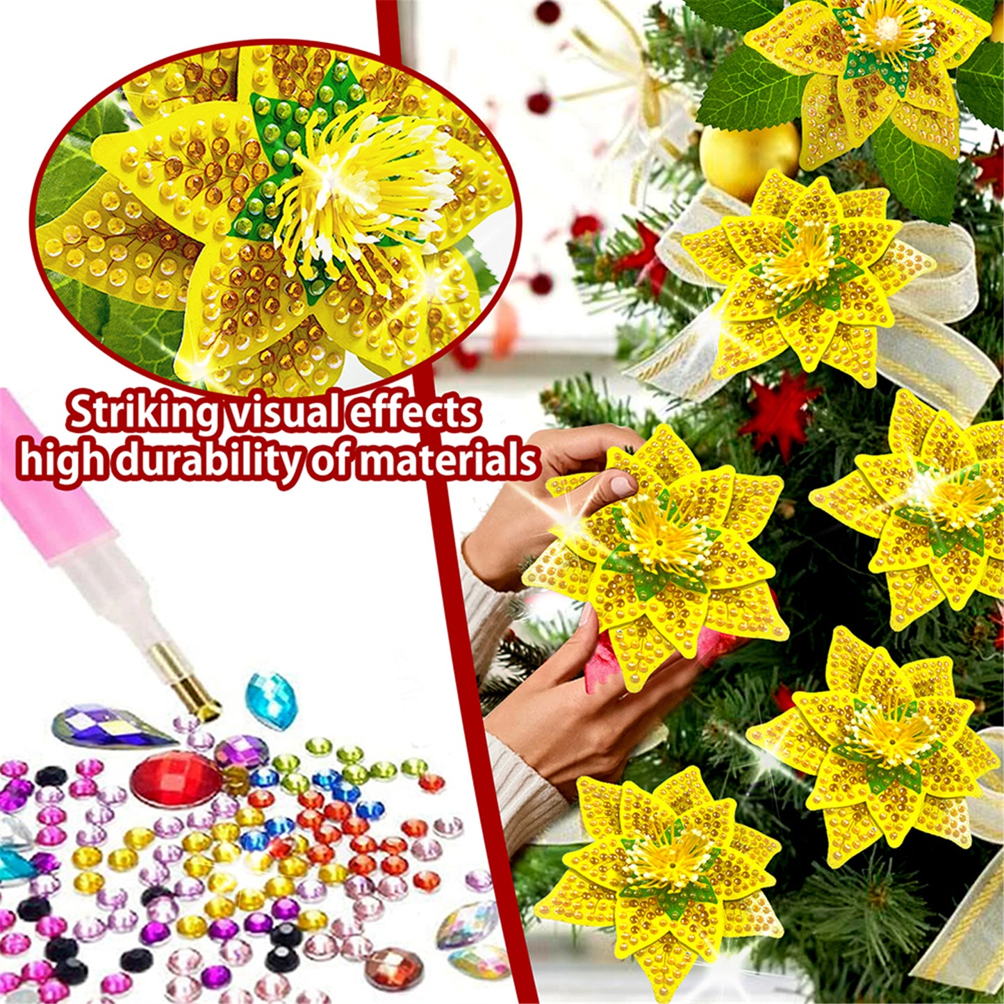 8Pcs 3D Yellow Artificial Flowers DIY Desktop Diamond Art Kit Adults Home Decor