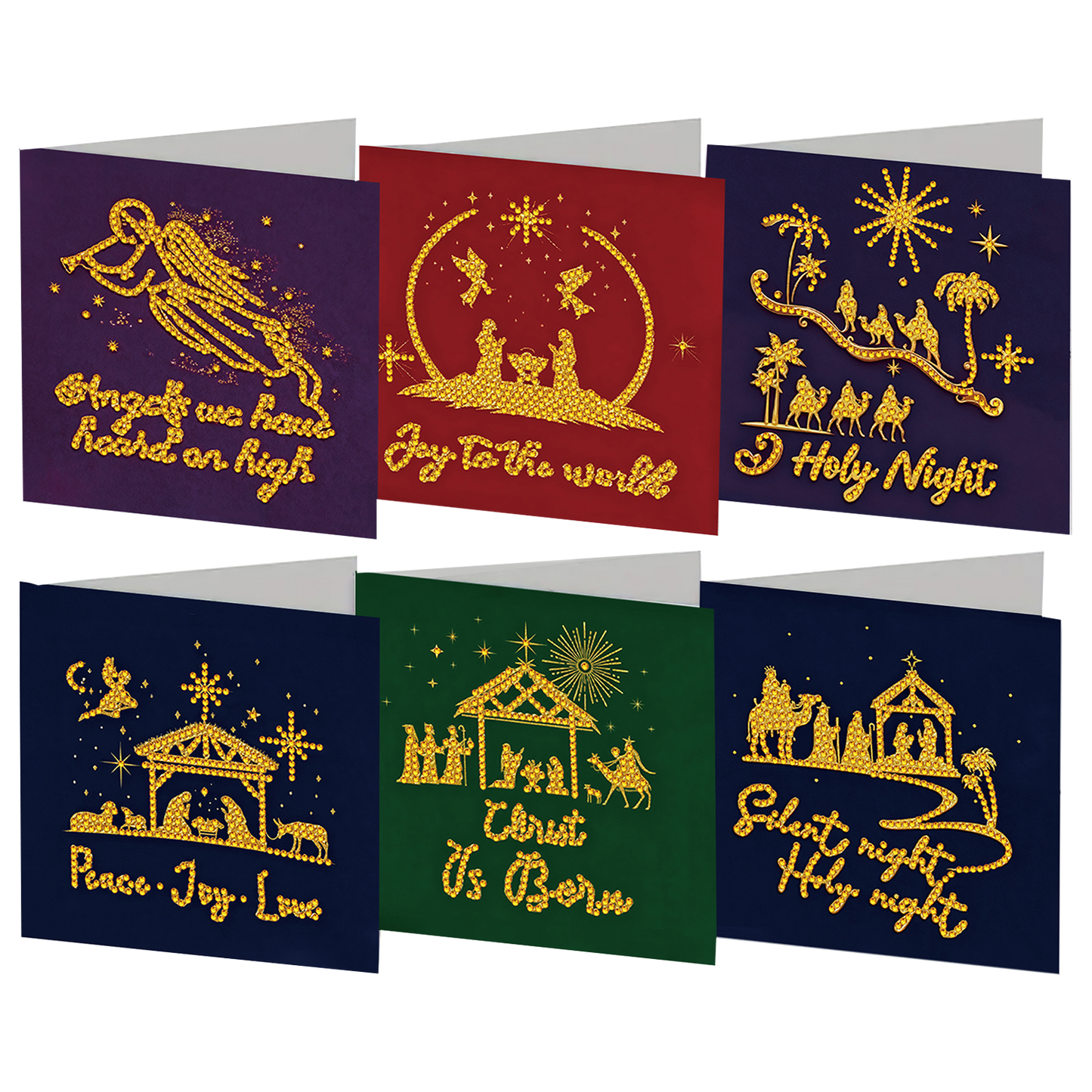 6PCS Worship Theme DIY Diamond Painting Art Greeting Card Set with Envelope