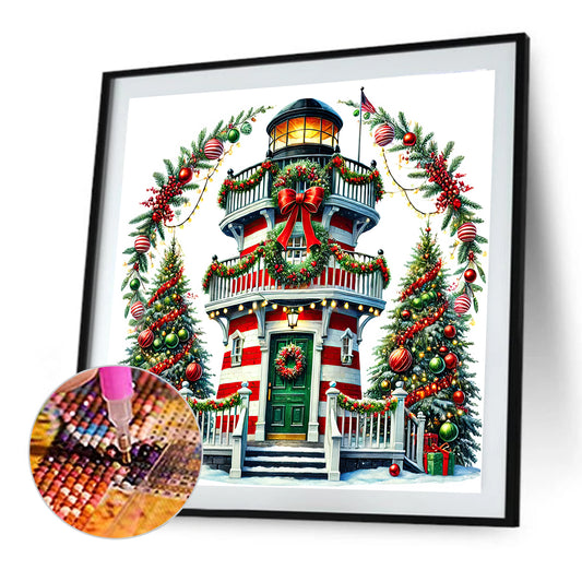 Christmas Lighthouse - Full Round Drill Diamond Painting 40*40CM
