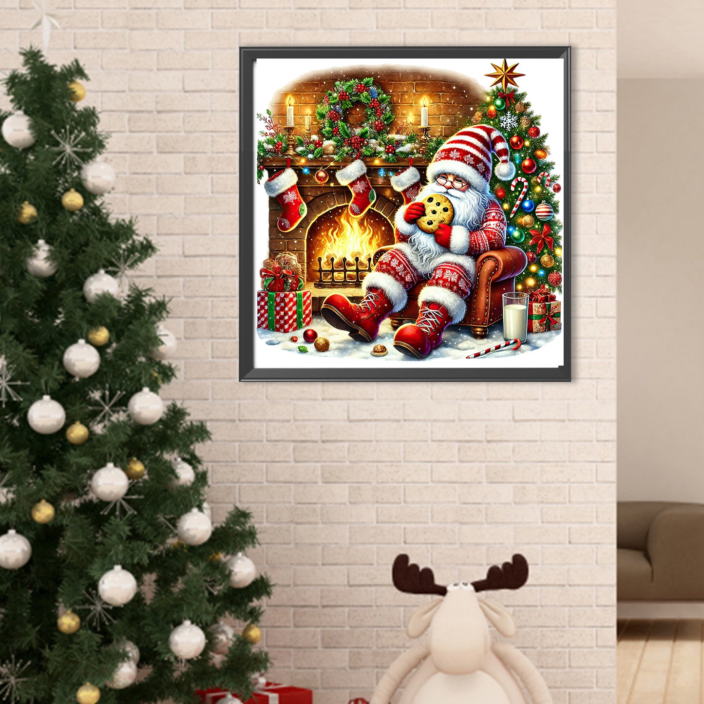 Christmas Goblins And Fireplaces - Full Round Drill Diamond Painting 40*40CM