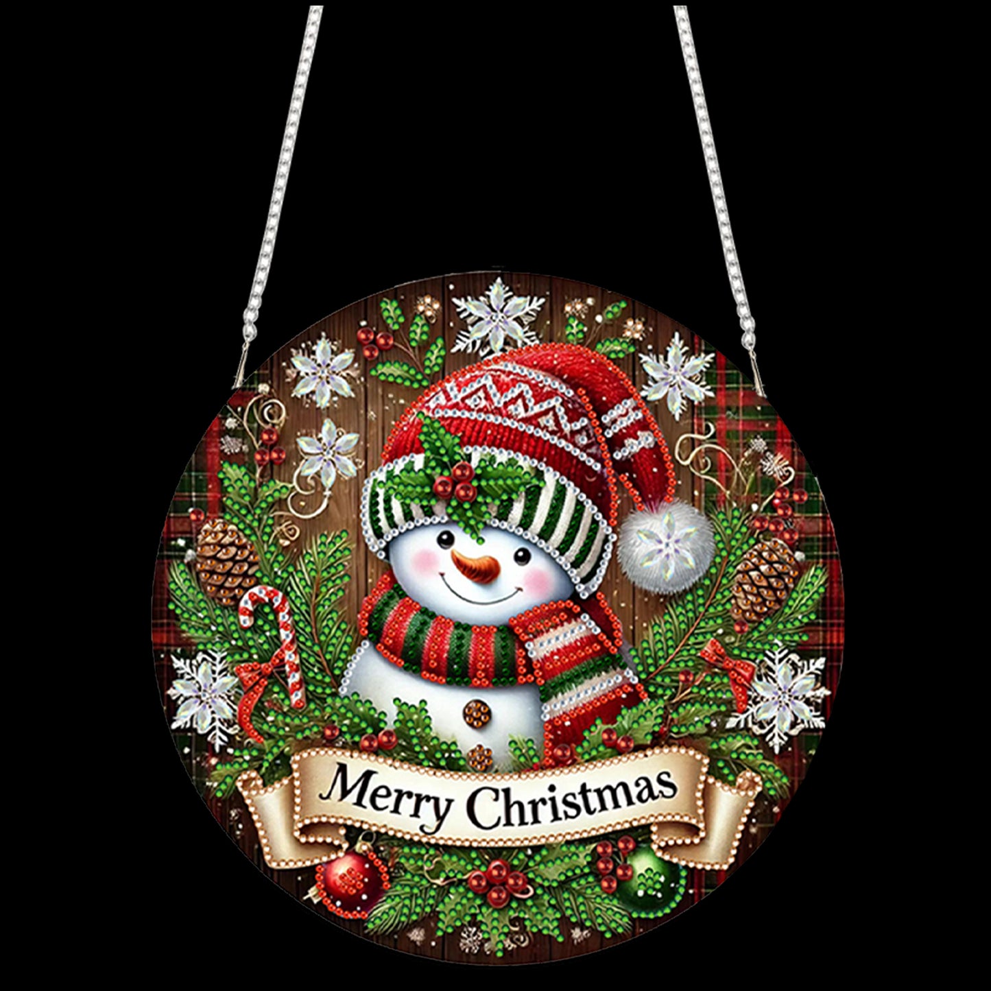 Snowman 2D Flat DIY Acrylic Diamond Painting Pendant Kits for Home Wall Decor