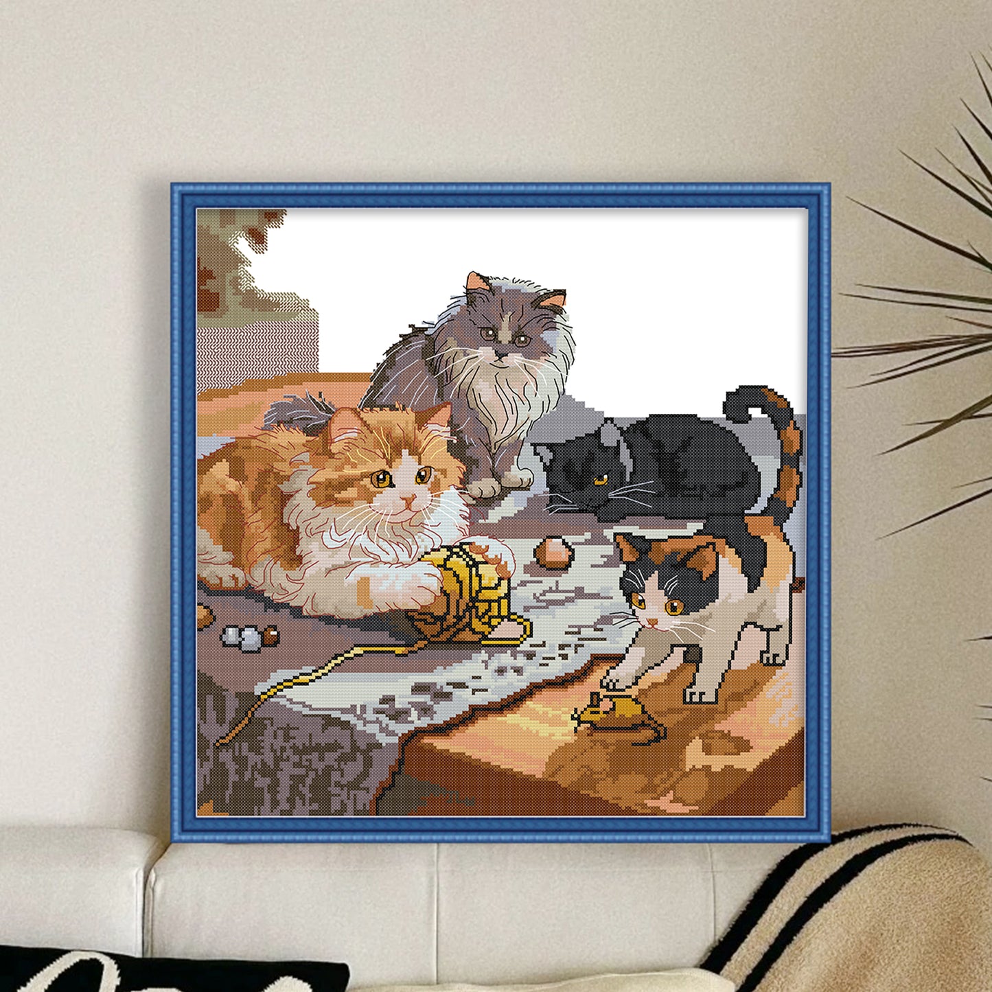 Four Kittens - 14CT Stamped Cross Stitch 42*42CM (Joy Sunday)