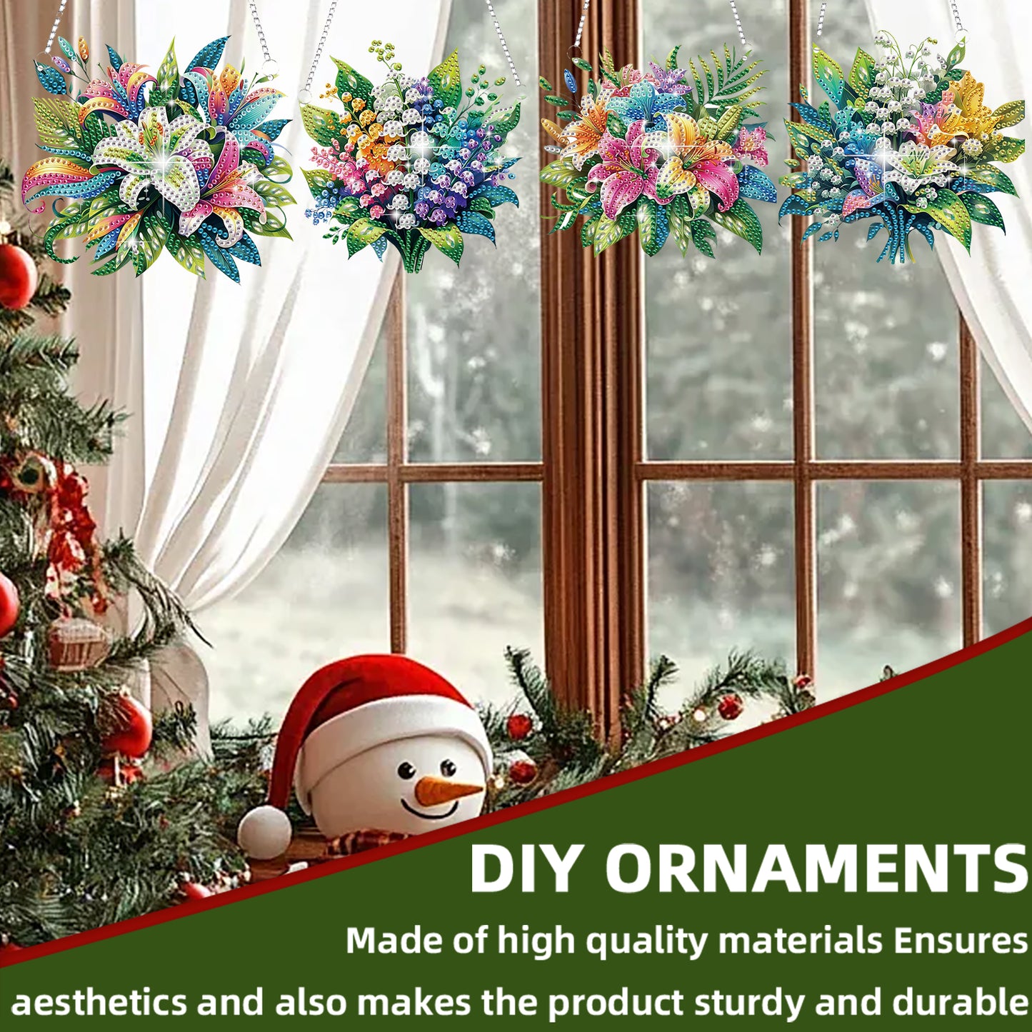 4pcs Lily Bouquet DIY 2D Flat Special Shaped Diamond Painting Kits Pendant Gifts