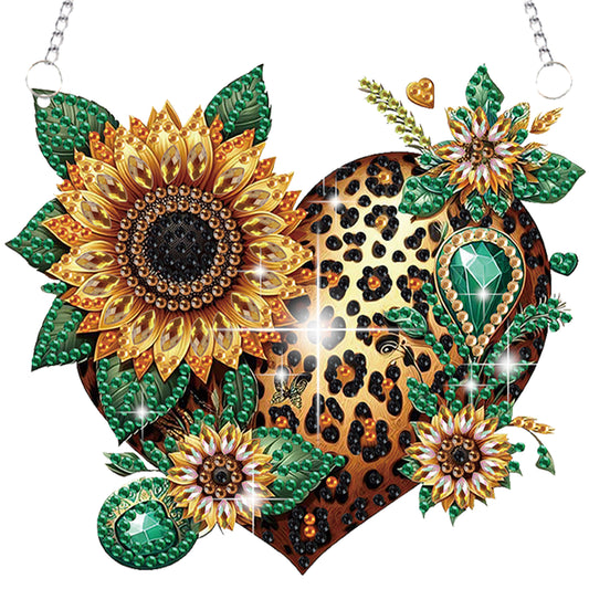 4pcs Sunflower Heart Hat DIY 2D Flat Special Shaped Diamond Painting Kit Pendant