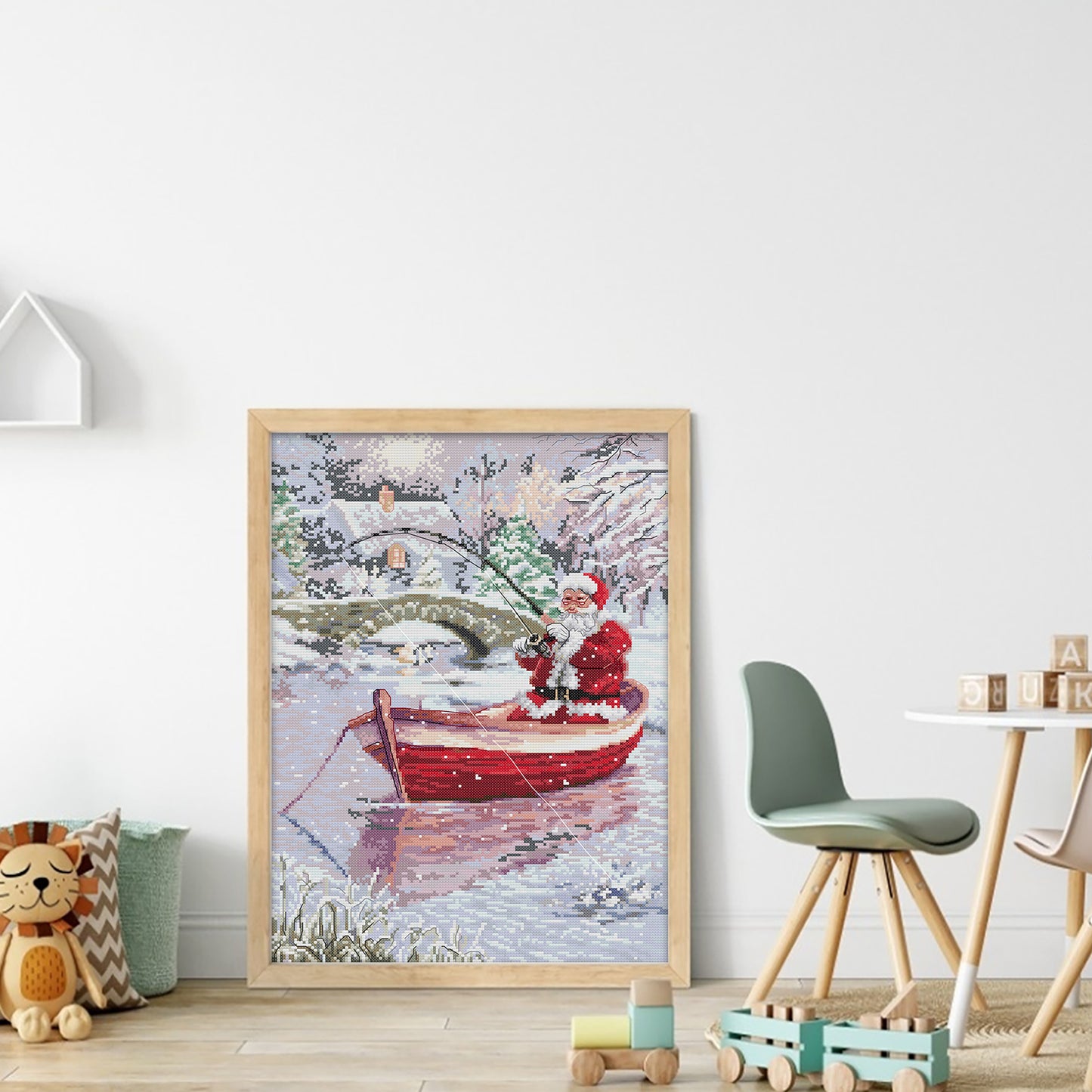 Santa Claus Fishing - 14CT Stamped Cross Stitch 33*44CM (Joy Sunday)