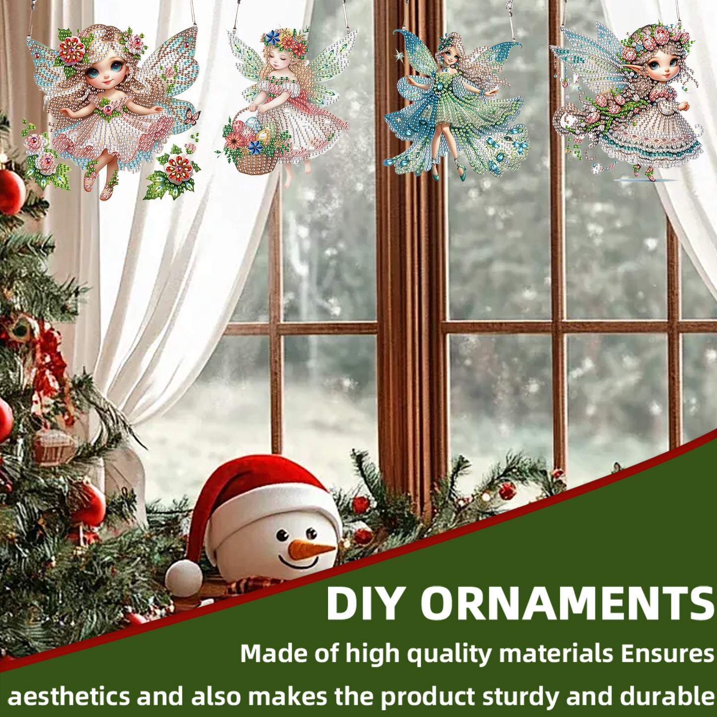 4pcs Elf Girl DIY 2D Flat Special Shaped Diamond Painting Kits Pendant Gifts