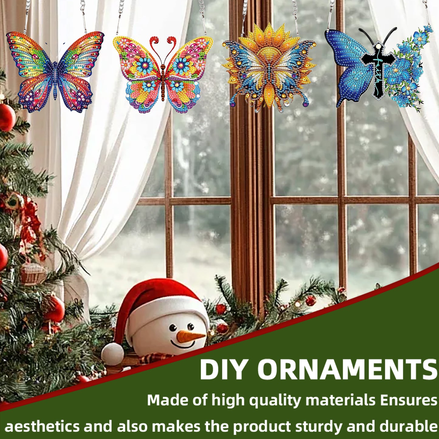 4pcs Butterfly DIY 2D Flat Special Shaped Diamond Painting Kits Pendant Gifts