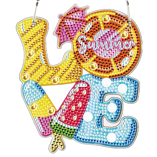 4pcs Summer Atmosphere DIY 2D Flat Special Shaped Diamond Painting Kits Pendant