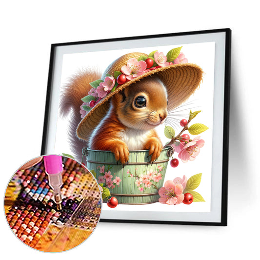 Squirrel And Flowers - Full Round Drill Diamond Painting 40*40CM