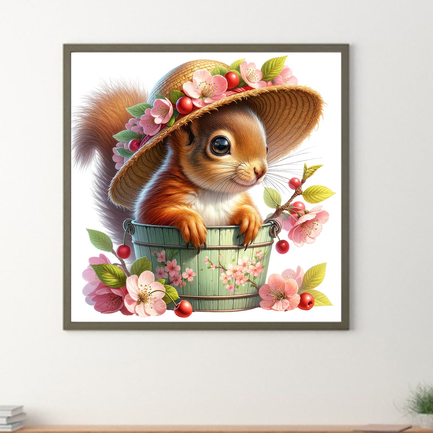 Squirrel And Flowers - Full Round Drill Diamond Painting 40*40CM