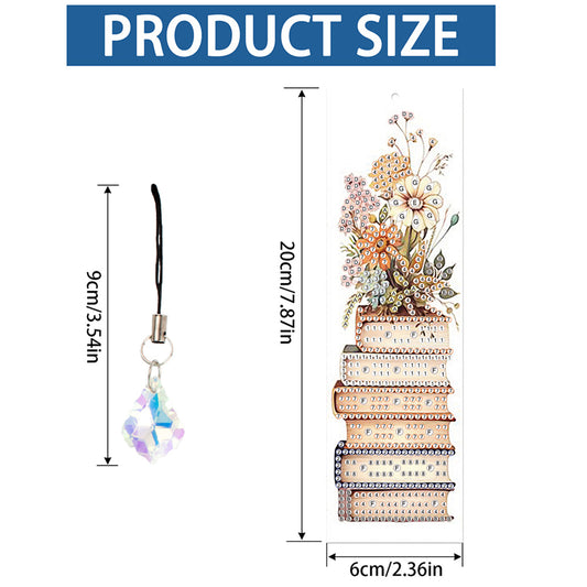 12Pcs Books DIY Diamond Painting Bookmark with Crystal Pendant for Book Decor