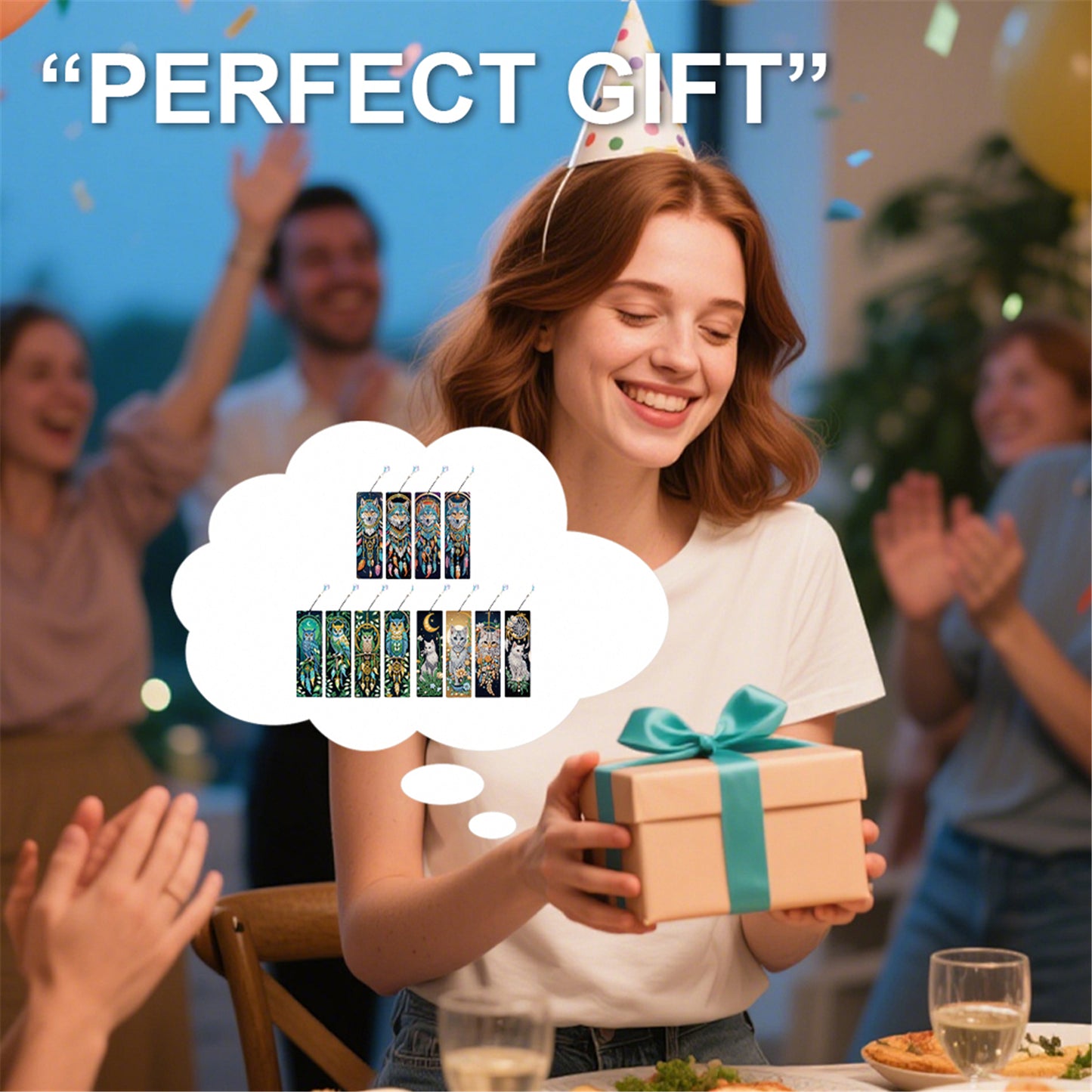 12Pcs Dreamcatcher Animals DIY Diamond Painting Bookmark with Crystal Pendant