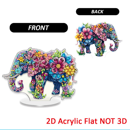 Elephant DIY 2D Flat Acrylic Diamond Painting Tabletop Ornament for Home Decor