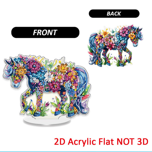 Horse DIY 2D Flat Acrylic Diamond Painting Tabletop Ornament for Home Decor Gift
