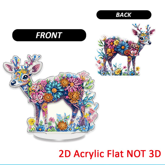 Deer DIY 2D Flat Acrylic Diamond Painting Tabletop Ornament for Home Decor Gift