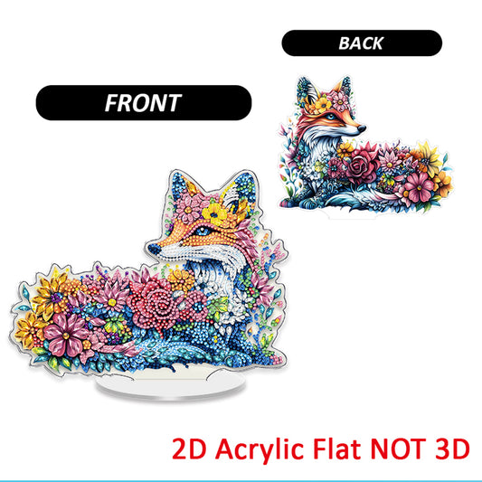 Fox DIY 2D Flat Acrylic Diamond Painting Tabletop Ornament for Home Decor Gift