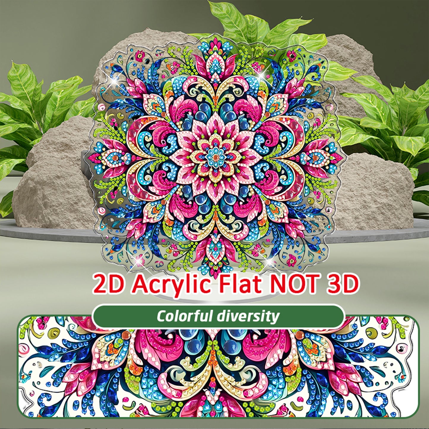 Mandala DIY 2D Flat Acrylic Diamond Painting Tabletop Ornament Kit Home Decor