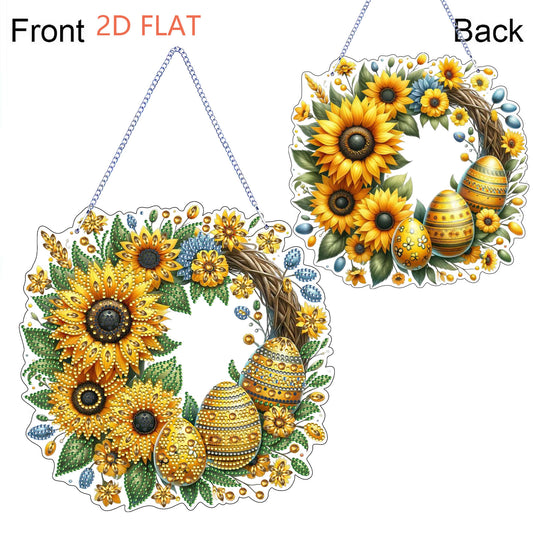 Sunflower Eggs 2D Flat Acrylic DIY Diamond Painting Pendant Kits Home Wall Decor