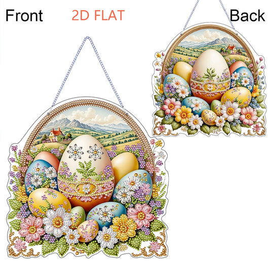 Flower Eggs 2D Flat Acrylic DIY Diamond Painting Pendant Kits Home Wall Decor