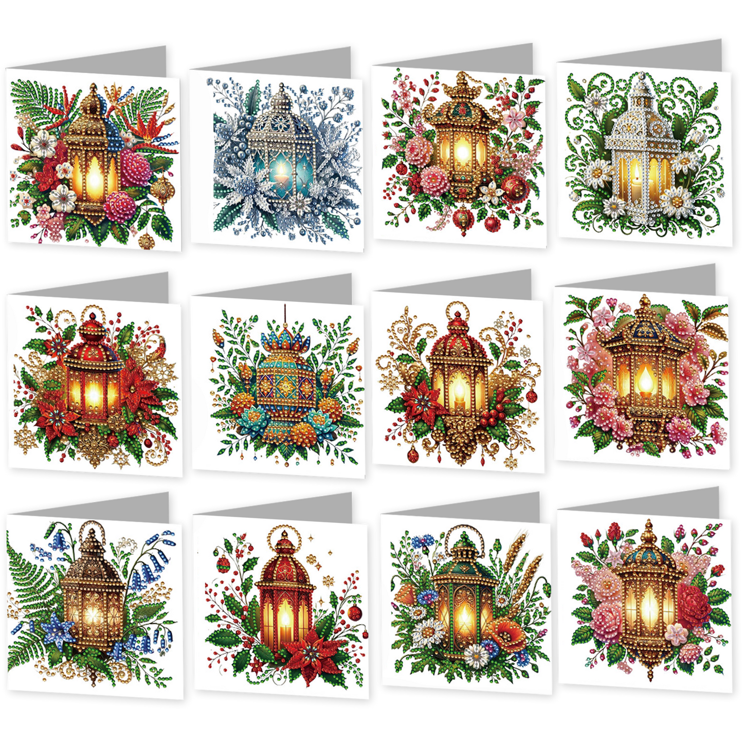 12Pcs Night Light DIY Diamond Painting Greeting Card Kit for Adults Gifts