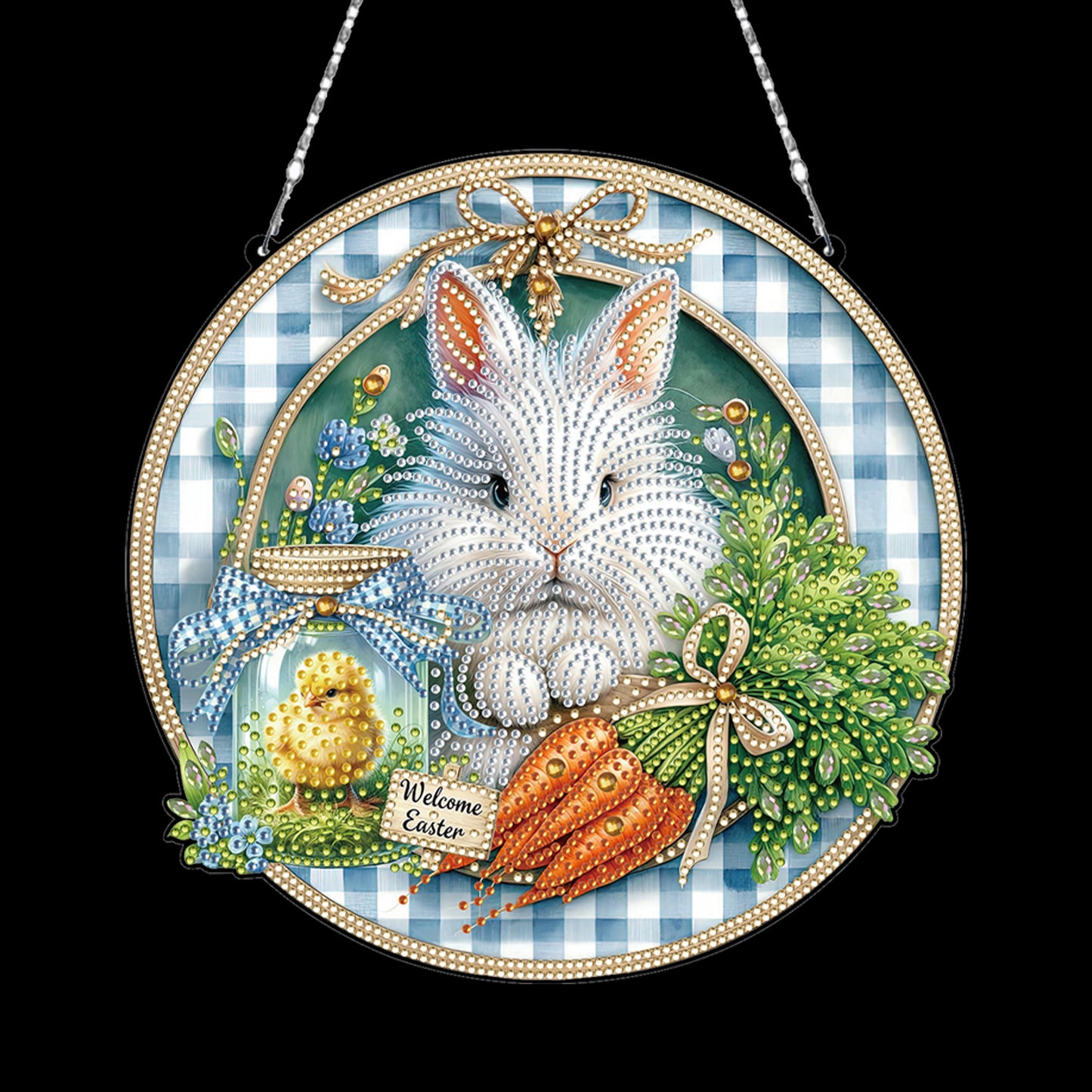 Easter Bunny 1 DIY 2D Flat Acrylic Double Sided Diamond Painting Kits Pendant