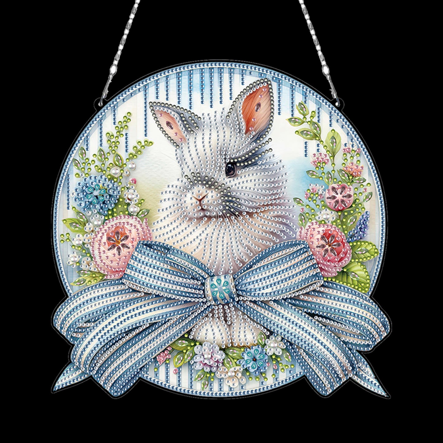 Easter Bunny 3 DIY 2D Flat Acrylic Double Sided Diamond Painting Kits Pendant