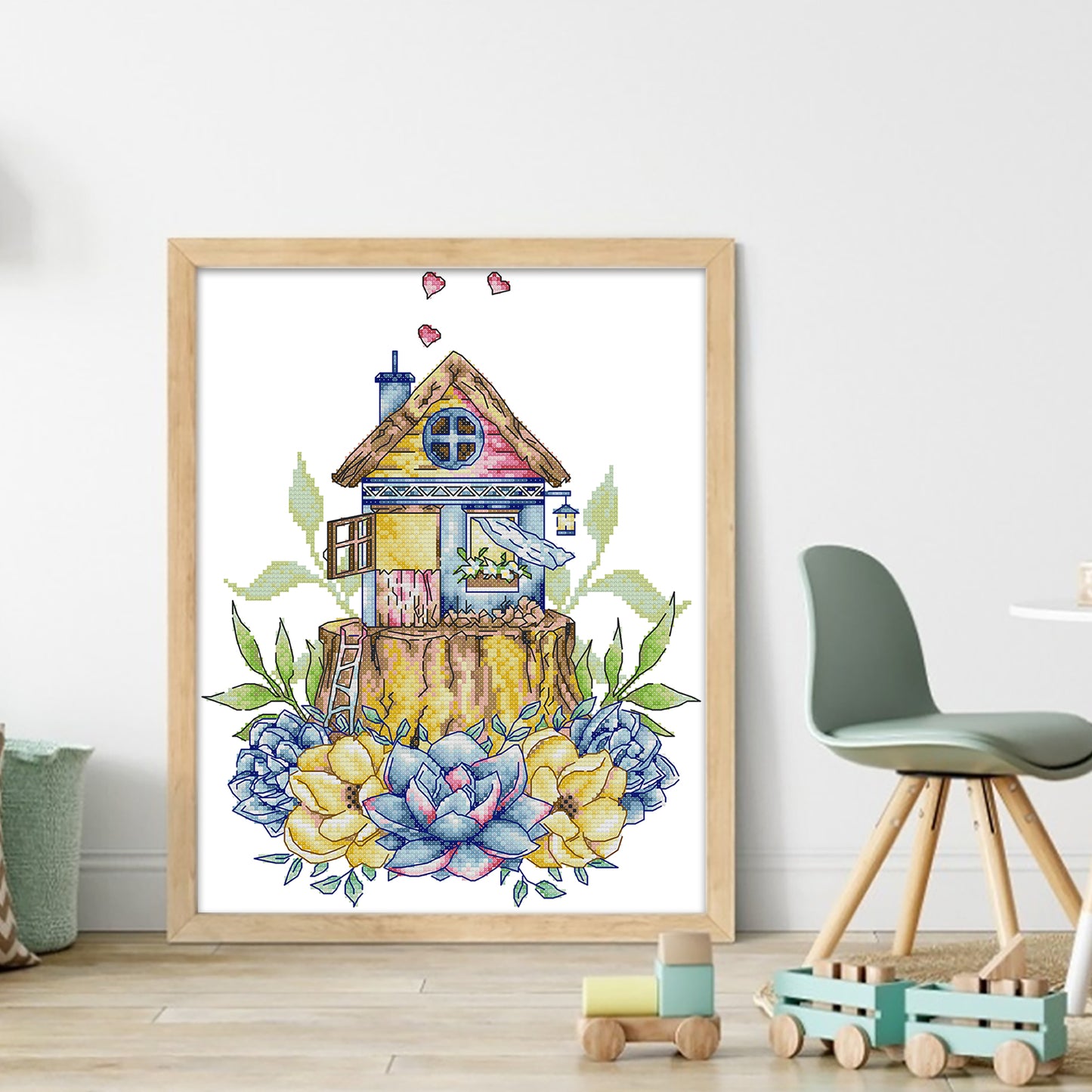Succulent Cottage - 14CT Stamped Cross Stitch 28*34CM(Joy Sunday)