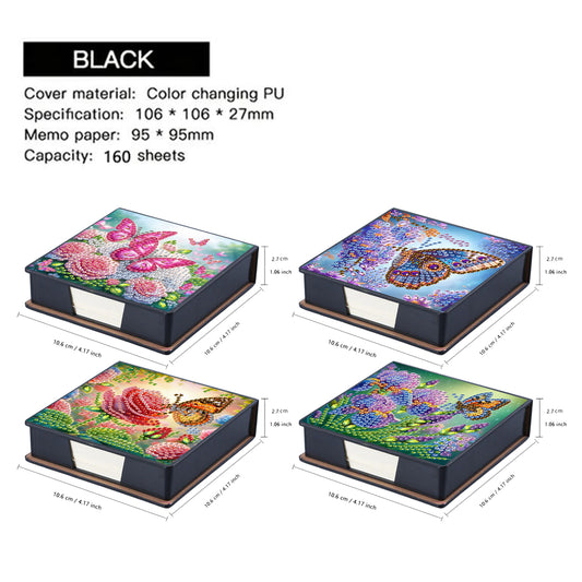 4pcs Flower Butterfly 1 PU DIY Diamond Painting Kit Note Box with 640 Papers
