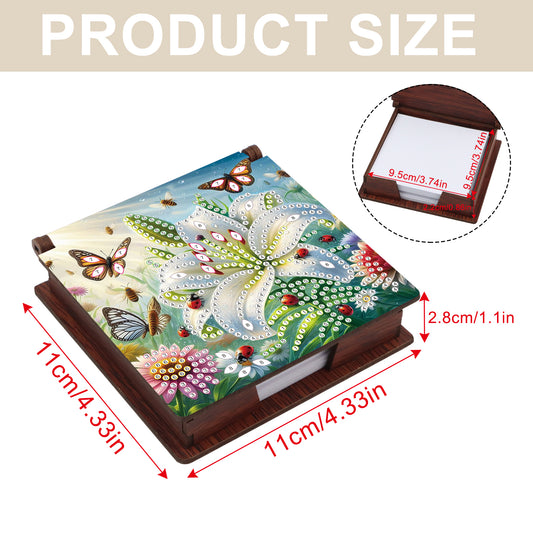Wooden DIY Lily Butterfly Diamond Painting Kit Note Box with 160 Papers Gifts