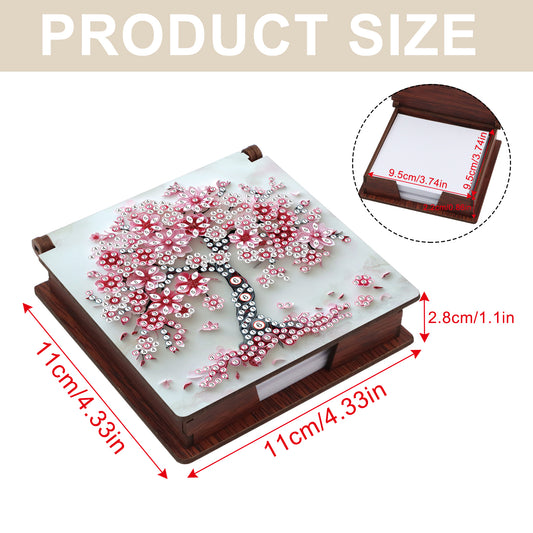 Wooden DIY Cherry Blossom Tree Diamond Painting Kit Note Box with 160 Papers