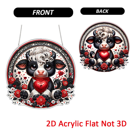 Heart 2D Flat DIY Acrylic Diamond Painting Pendants Crafts for Home Wall Decor