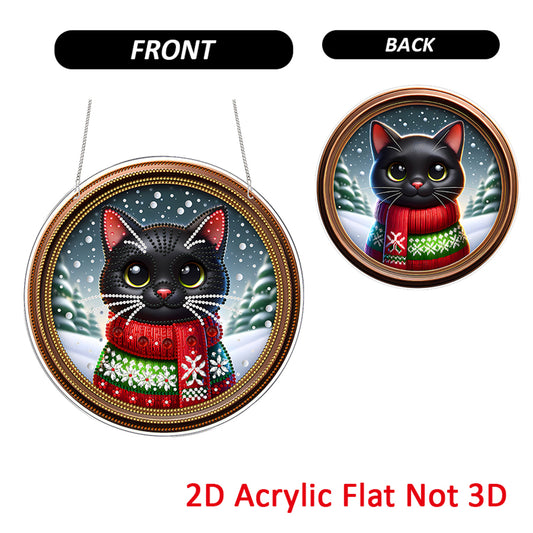 Cat 2D Flat DIY Acrylic Diamond Painting Pendants Crafts for Home Wall Decor