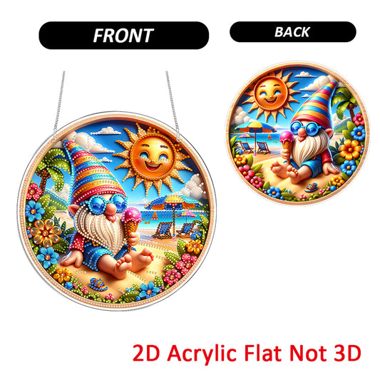 Summer 2D Flat DIY Acrylic Diamond Painting Pendants Crafts for Home Wall Decor
