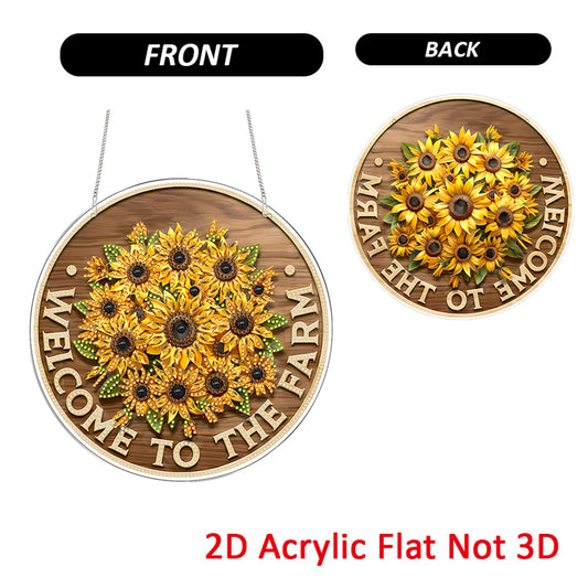 Sunflower 2D Flat DIY Acrylic Diamond Painting Pendants for Home Wall Decor