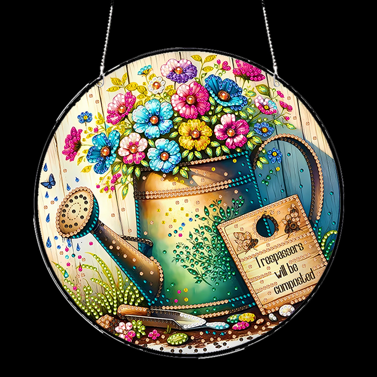 Garden 2D Flat DIY Acrylic Diamond Painting Pendants Crafts for Home Wall Decor