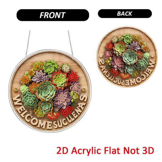 Plants 2D Flat DIY Acrylic Diamond Painting Pendants Crafts for Home Wall Decor