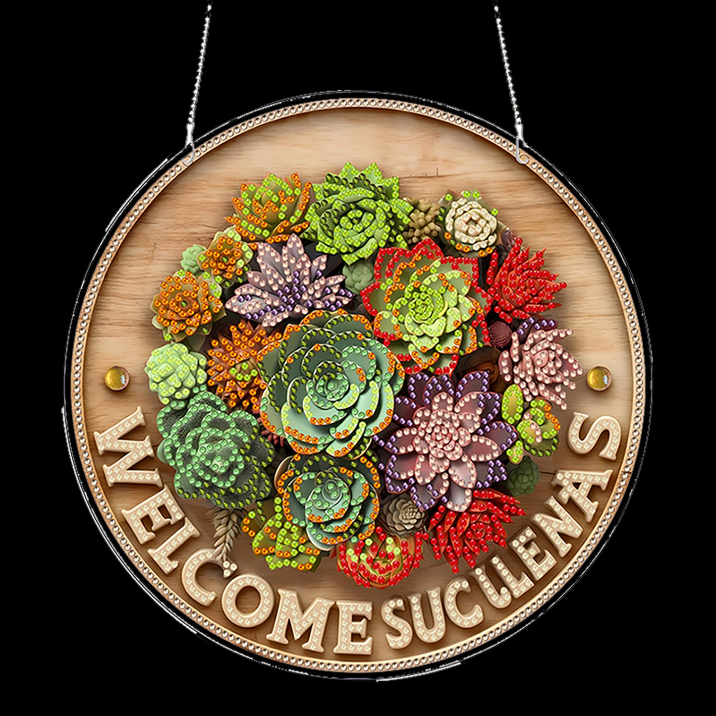 Plants 2D Flat DIY Acrylic Diamond Painting Pendants Crafts for Home Wall Decor