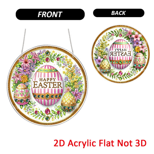 Easter 2D Flat DIY Acrylic Diamond Painting Pendants Crafts for Home Wall Decor