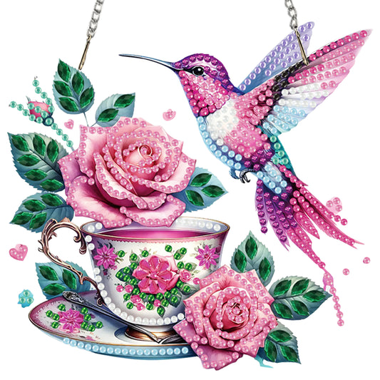 4Pcs Bird 2D Flat DIY Diamond Art Pendant Acrylic Hanging Charm Window Decor