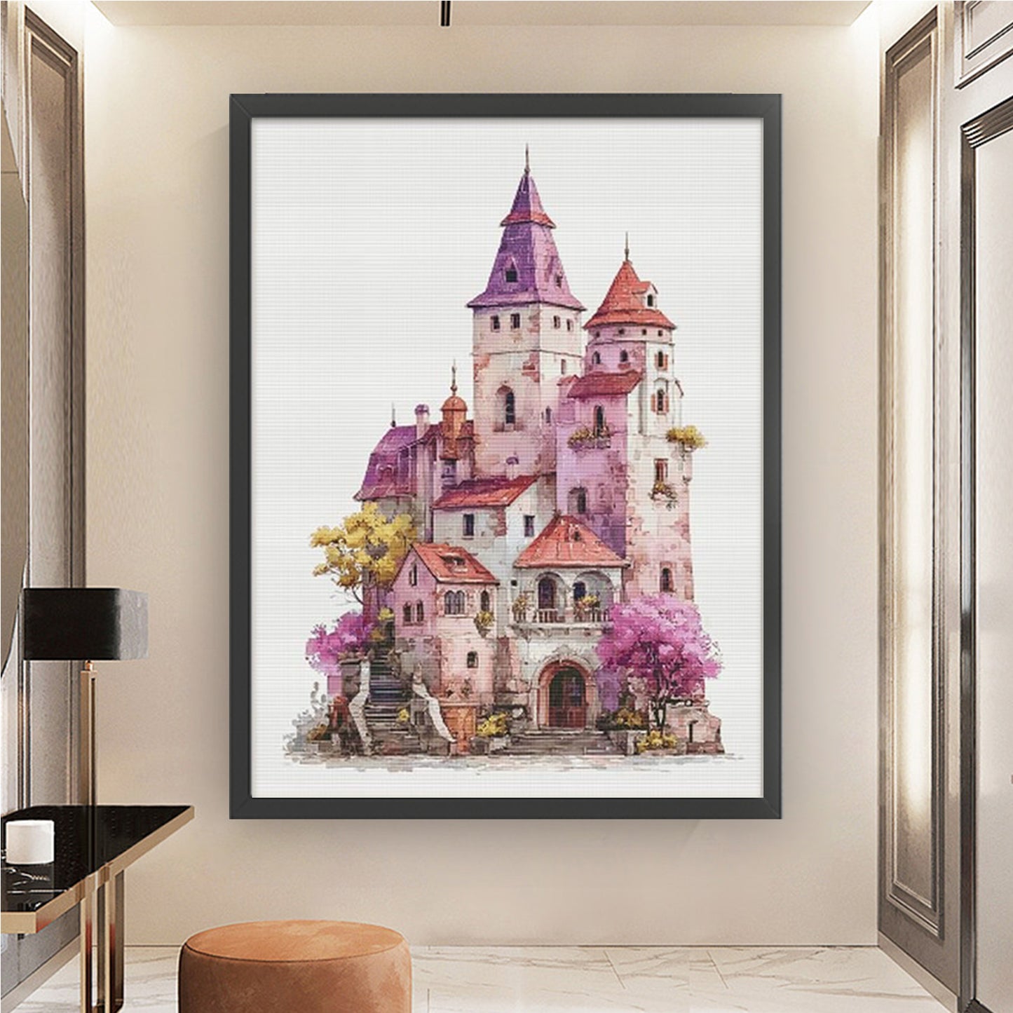 Flowering Castle - 14CT Stamped Cross Stitch 70*90CM (Egyptian cotton)(Fairy Brand)